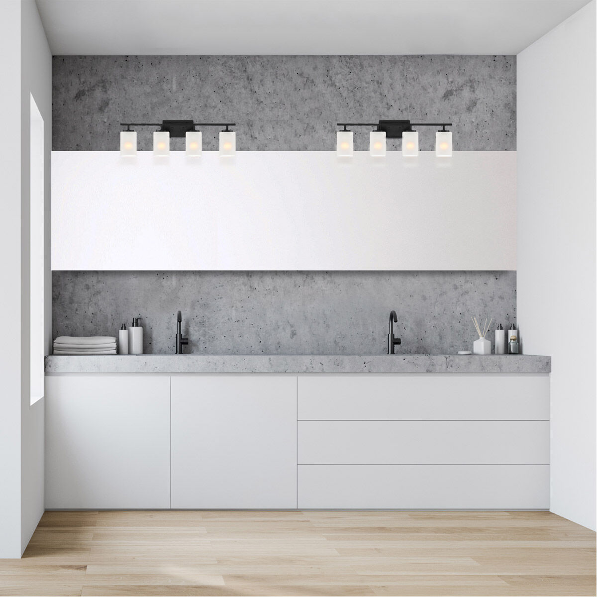 Carmine 4 Light 28 inch Matte Black Vanity Light Wall Light